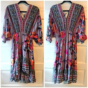 Umgee boho mixed print sun dress
